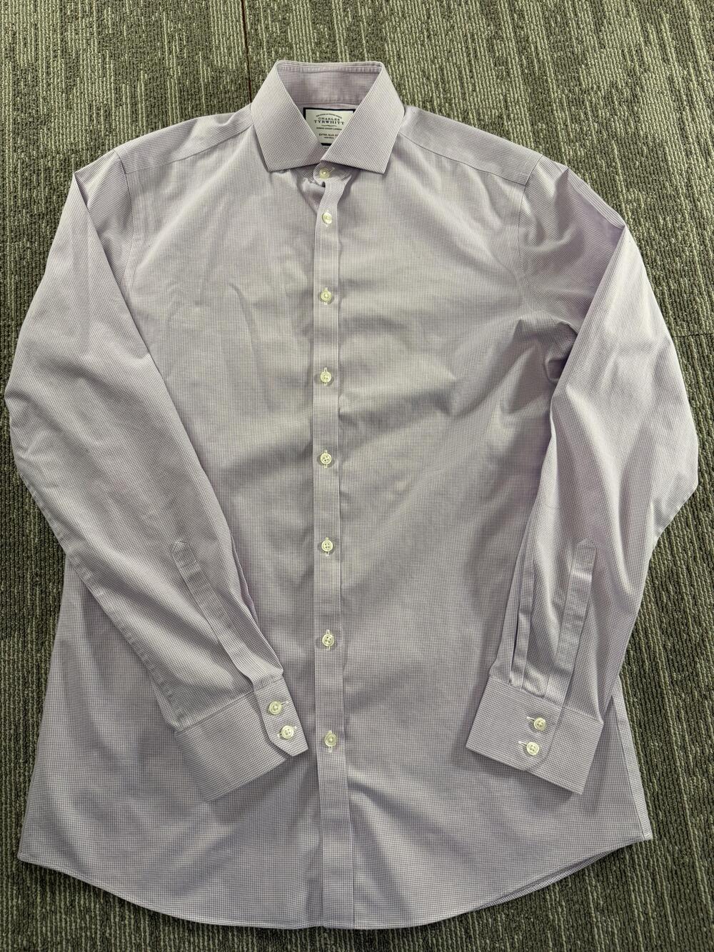 Charles Tyrwhitt Dress Shirt Mens 16/36 Purple Lavender Non-Iron Extra‎ Slim Fit
